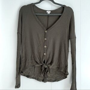 3/$45 Garage Tie Front Button Up Longsleeve